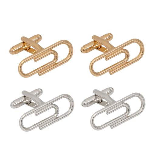 MUCKLILY 2 Paare Luxuriöse Manschettenknöpfe Herren Papierclip design French Shirt Cufflinks Business Schmuck für Hemden bei Formellen Anlässen und Meetings von MUCKLILY