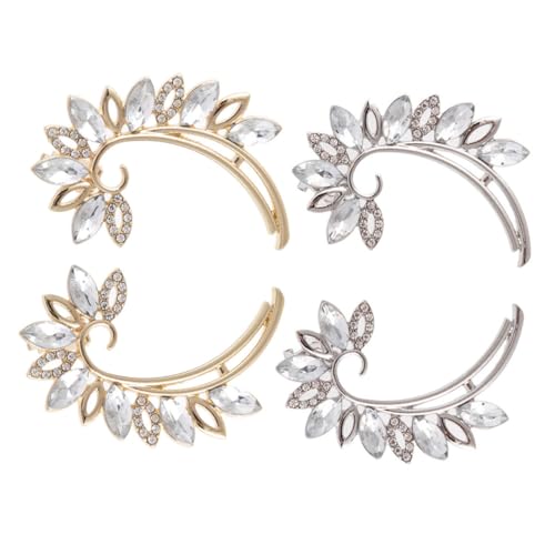 MUCKLILY 2 Paare Ohrclips Ohrklemmen ohne Piercing mit Strass Ohrschmuck für Damen Modische Ohrmanschetten in Gold und Silber für Alltag und Party von MUCKLILY