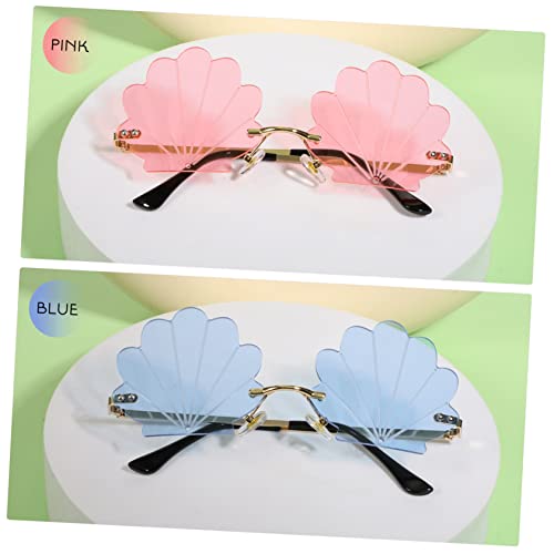 MUCKLILY 2 Paare Randlose Muschelsonnenbrillen Unregelmäßige Form Partybrillen Rave Eyewear für Damen und Herren Vielseitige Uv Schutz Brillen für Retro und Karnevalsveranstaltungen MUCKLILY 2 Paare Randlose Muschelsonnenbrillen Unregelmäßige Form Partybrillen Rave Eyewear für Damen und Herren Vielseitige Uv Schutz Brillen für Retro und Karnevalsveranstaltungen von MUCKLILY