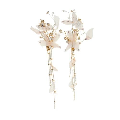 MUCKLILY 2 STÜCK Chinesische Haarspangen Zarte Faltenreiche Haarklammern in Rosa für Damen und Mädchen Langlebiger Haarschmuck für Alltag Party und Hochzeit von MUCKLILY