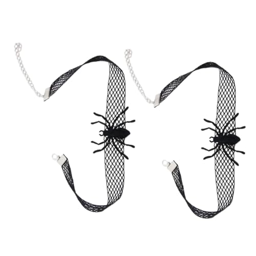 MUCKLILY 2 STÜCK Gothic Spider Choker Elastische Halloween Halskette mit Spinnenanhänger Feine Verarbeitung Verstellbar Damen Schmuck für Party und Alltag von MUCKLILY