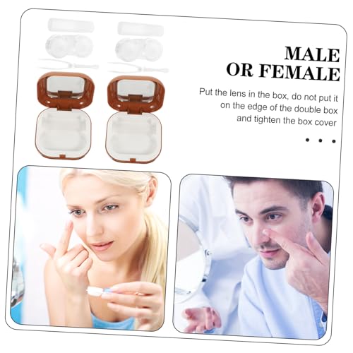 MUCKLILY 2 Sätze Klares Kontaktlinsen Organizer Teilig mit Spiegel Kompakte Transparente Aufbewahrungsbox für Weiche und Harte Kontaktlinsen Praktisch für Reisen Alltag und Camping von MUCKLILY
