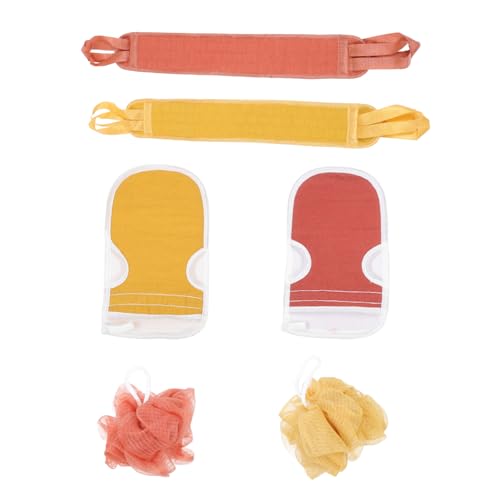 MUCKLILY 2 Sätze Peelinghandschuhe und Reinigungsbälle Starkes Rückenpeeling Langes Badehandtuch Effektives Körperpeeling Sanfte Hautreinigung Schnelltrocknend für Bad und Dusche von MUCKLILY