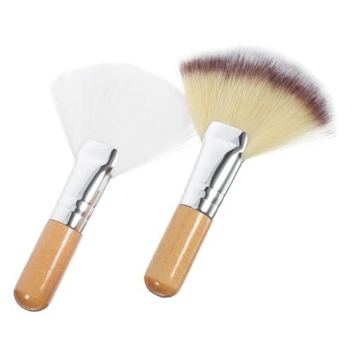 MUCKLILY 2 Stck Teiliges Fächerpinsel mit Kurzem Griff Weiche Borsten Geeignet für Highlighting Lose Puder Präzise Anwendung Komfortabel und Vielseitig für Damen von MUCKLILY