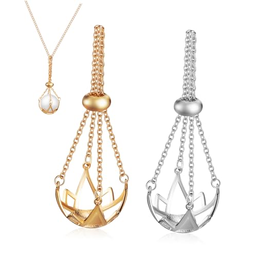 MUCKLILY 2 Stk. Kristallkäfig Halsketten Gold Platinfarben Schmuckanhänger zum Basteln Leichter Kristallsteinhalter für Damen Minimalistisches Design Vielseitig Tragbar Bequem und Modisch MUCKLILY 2 Stk. Kristallkäfig Halsketten Gold Platinfarben Schmuckanhänger zum Basteln Leichter Kristallsteinhalter für Damen Minimalistisches Design Vielseitig Tragbar Bequem und Modisch von MUCKLILY