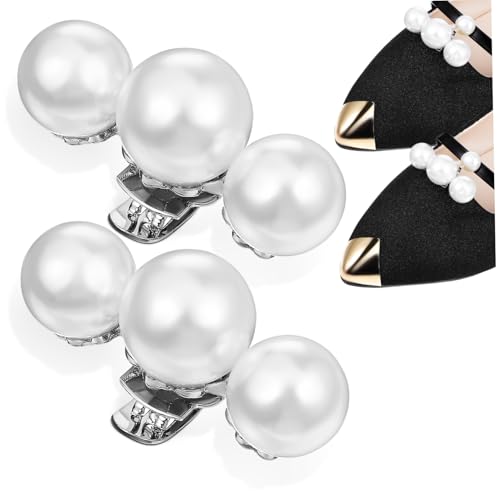 MUCKLILY 2 Stück Abnehmbare Schuhclips mit Perlen Elegante Schuhschmuck für Pumps High Heels Hochzeit Party Vielseitige Schuhdekoration Damen Fersenkappen Zubehör von MUCKLILY