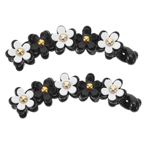 MUCKLILY 2 Stück Acryl Haarspangen Fünfblättrige Blumenform Bananenclip Haarklammern für Damen Mädchen Rutschfestes Styling Zubehör für Dickes und Lockiges Haar von MUCKLILY