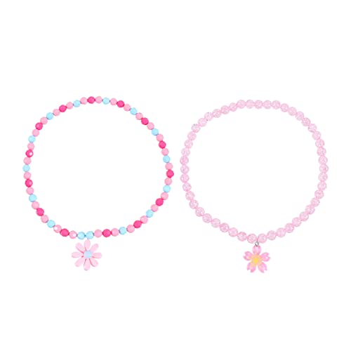MUCKLILY 2 Stück Acryl Halsketten mit Sonnenblumen Kirschblüten anhängern Bunte Perlenkette Leichte Acrylblumen Schmuck für Mädchen Party und Alltag von MUCKLILY