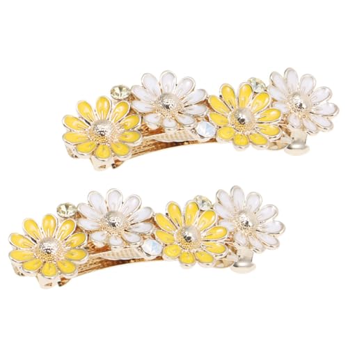 MUCKLILY 2 Stück Alloy Daisy Flower Haarspangen Damen Frühling Mechanismus Fester Halt Elegantes Design Stylischer Haarschmuck für Alltag und Besondere Anlässe von MUCKLILY
