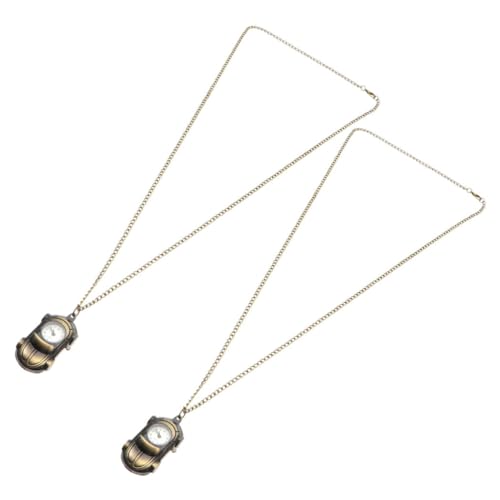 MUCKLILY 2 Stück Autohängekette Taschenuhren Vintage -Uhr Trachtentaschenuhr Mit Kette Taschenuhrkette Herren Taschenuhr Uhr Halskette Olive Green von MUCKLILY