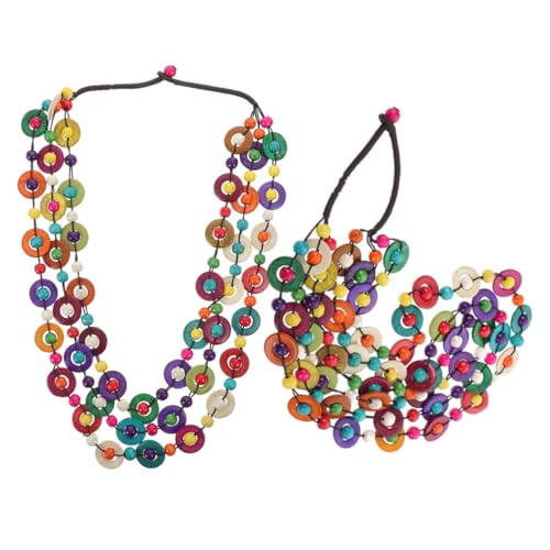 MUCKLILY 2 Stück Boho Ethno Halskette Damen Mittelgroße Holzperlen Kokosnussschale Bunte Statement Ketten Für Strand Party Hochzeit Schmuck Geschenk von MUCKLILY