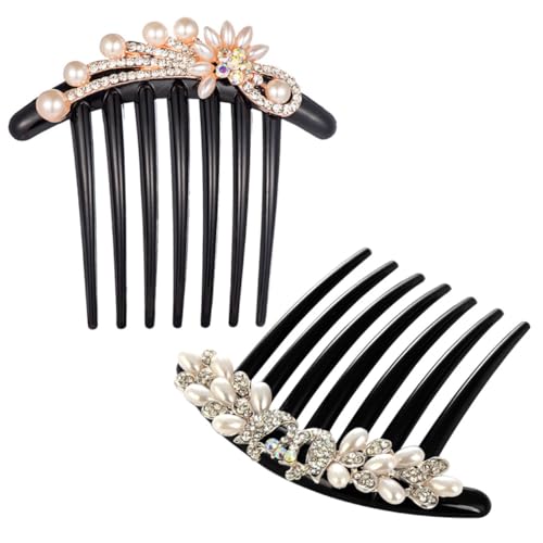MUCKLILY 2 Stück Braut Haarkamm Perlen Strass Haarschmuck Hochzeitssteckkämme für Frauen Mädchen mit Kristallverzierung Seitenkamm Schmuck für Hochzeit und Festliche Anlässe von MUCKLILY