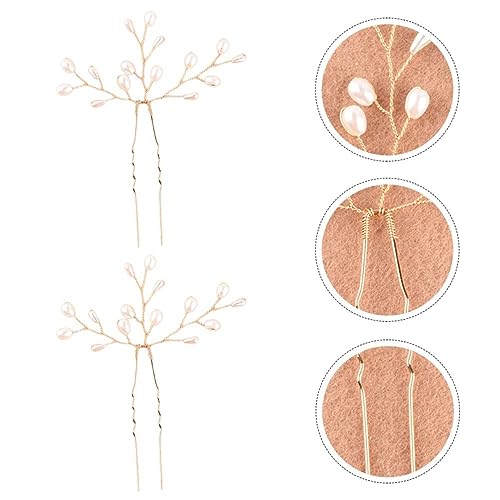 MUCKLILY 2 Stück Braut Haarnadel Perlen Haar Zubehör Hochzeit Haarschmuck Metall Haarnadeln für Damen Schlicht und Elegant für Hochzeitskleid und Anlässe von MUCKLILY