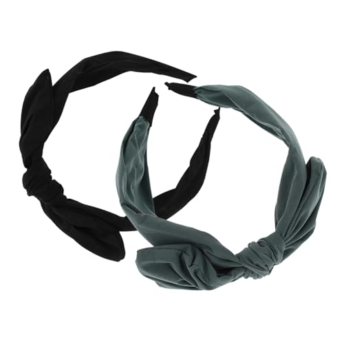 MUCKLILY 2 Stück Breites Geknotetes Haarband Damen und Mädchen Weiches Stoff Stirnband mit Großer Schleife Bequemes Modisches Haaraccessoire für Alltag und Festliche Zufällige Farbe von MUCKLILY