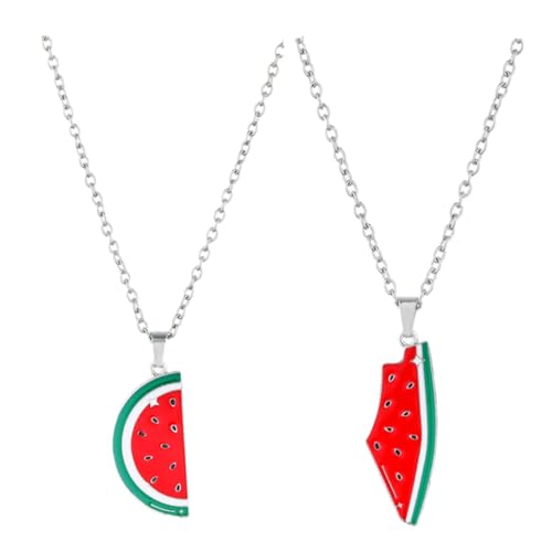 MUCKLILY 2 Stück Chic Wassermelonen anhänger Halskette Damen Modeschmuck Teen Mädchen Modisch Vielseitig Kombinierbar Angenehm zu Tragen von MUCKLILY