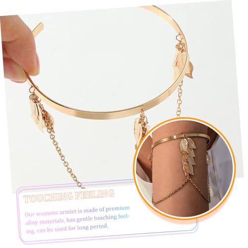 MUCKLILY 2 Stück Damen Armreifen Oberarm Schmuck mit Metallkette und Anhänger Leichte Hautfreundliche Armkette in Gold und Silber Verstellbar für Hochzeit Geburtstag Valentinstag von MUCKLILY