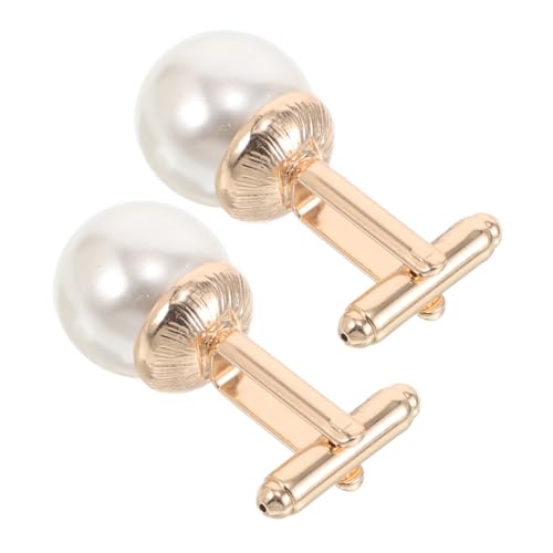 MUCKLILY 2 Stück Edle Perlen Manschettenknöpfe Herren French Cuff Shirt Knöpfe für Business Anzug Smoking Hochzeit Formelle Anlässe Langlebig und Stilvoll von MUCKLILY