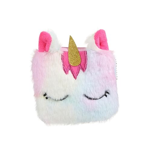 MUCKLILY 2stücke Einhorn Plüsch Münztasche Mit Reißverschluss Kleine Geldbörse Münzbehälter Für Stifte Radiergummi Bargeld Tickets Karten von MUCKLILY