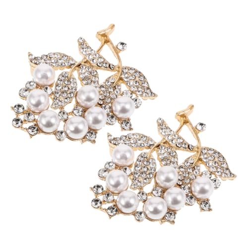 MUCKLILY 2 Stück Elegante Damen Broschen mit Blattform Perlen Strassbesatz Modische Anstecknadeln für Kleidung Vielseitiges Accessoire für Jacken Hüte und Taschen von MUCKLILY