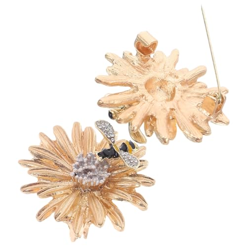 MUCKLILY 2 Stück Elegante Gänseblümchen Bienen-broschen aus Metall mit Strass Hochwertige Anstecknadeln für Damen Vielseitige Kleidungspins für Schal Anzug und Mantel Modische Accessoires von MUCKLILY