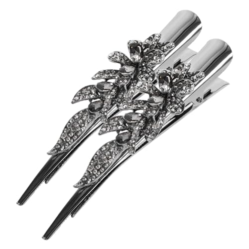 MUCKLILY 2 Stück Elegante Metall haarspangen mit Strasssteinen Große Haarklammern für Dickes Haar Modische Duckbill haarklammer für Damen und Mädchen Stilvoller Haarschmuck für Alltag und von MUCKLILY