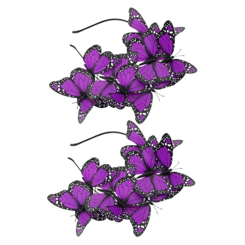 MUCKLILY 2 Stück Eleganter Schmetterling Haarreifen Damen Kopfband Kopfschmuck Fasching Karneval Party Haarschmuck für Haartypen Stabiles Modisches Accessoire für Mädchen und Frauen von MUCKLILY