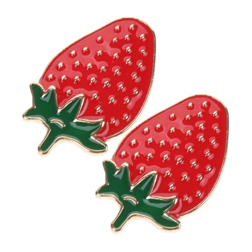 MUCKLILY 2 Stück Erdbeer Anstecknadeln aus Leichtem Zinklegierung Modische Broschen für Kleidung Taschen und Accessoires Stilvoller Schmuck für Damen Robust und Langlebig von MUCKLILY