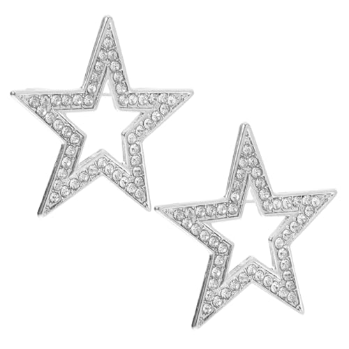 MUCKLILY 2 Stück Fünfzackige Stern Broschen aus Hochwertiger Zinklegierung Vielseitige Anstecknadeln für Anzug Schal und Rucksack Modische Strass Pins für Damen und Mädchen von MUCKLILY