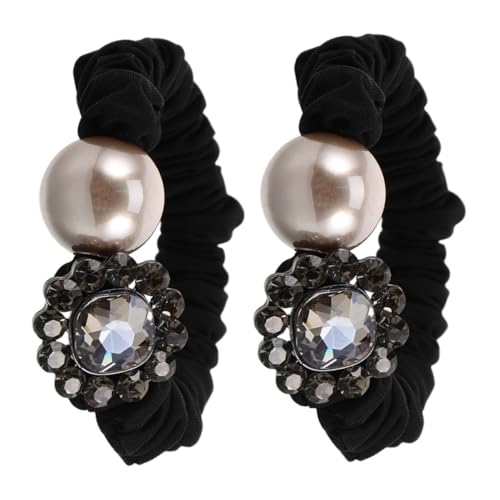 MUCKLILY 2 Stück Glitzernde Strass Haargummis mit Blumenmotiv Dekorative Haarschleifen Kunststoff für Damen und Mädchen Vielseitige Langlebige Ponytail halter für Alltag und Festliche von MUCKLILY