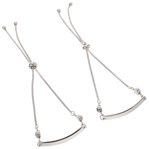 MUCKLILY 2 Stück Gravierte Edelstahlarmbänder mit Funkelndem Verstellbare Handgelenkbänder für Frauen und Männer Romantisches Schmuckstück für Besondere Anlässe von MUCKLILY