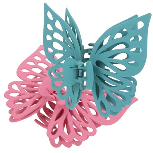 MUCKLILY 2 Stück Große Haarklammer Schmetterling Struktur Rutschfeste Haarklammern für Dickes Haar Damen Mädchen Modischer Haarclip Stilvoll Robust Langlebig von MUCKLILY