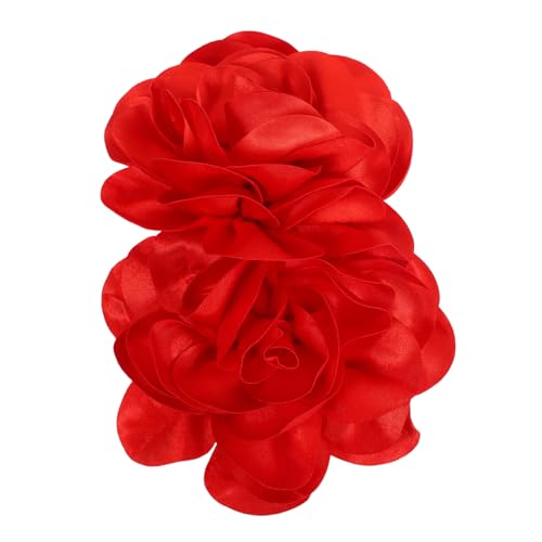 MUCKLILY 2 Stück Große Satin Blumenbrosche Handgefertigt Auffällige Stoffblüte Anstecknadel für Damen Vielseitiges Modeaccessoire für Hochzeit Party Mantel Schal und Tasche von MUCKLILY