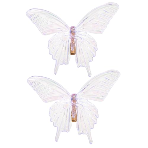 MUCKLILY 2 Stück Große Transparente Schmetterling Haarklammern für Mädchen Stabile Haarklammern Haarspangen Haarschmuck für Geburtstagsfeiern und Alltag von MUCKLILY
