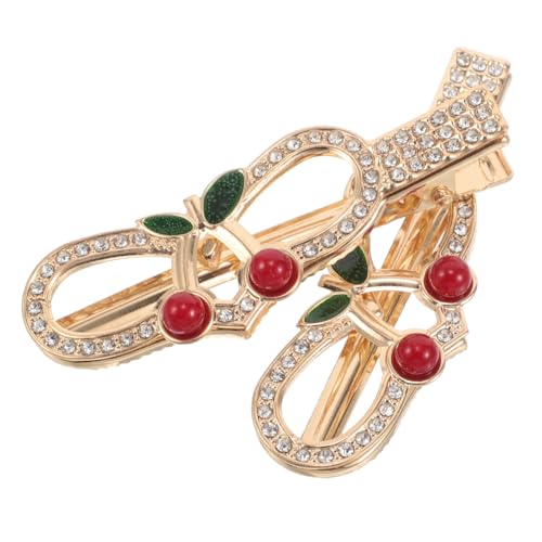 MUCKLILY 2 Stück Haarklammern mit Strass Kirsch design Kleine Dekorative Haarspangen für Damen und Mädchen Vielseitig für Alltag Party Hochzeit zum Fixieren von Strähnen und Flyaways von MUCKLILY