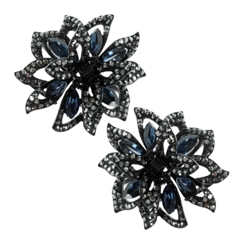 MUCKLILY 2stücke Haarklammern Mit Kristall-strasssteinen Blumen-design Für Frauen Und Mädchen Stil Dekoratives Haar-accessoire Rutschfest Für Pferdeschwanz Und Hochsteckfrisuren von MUCKLILY