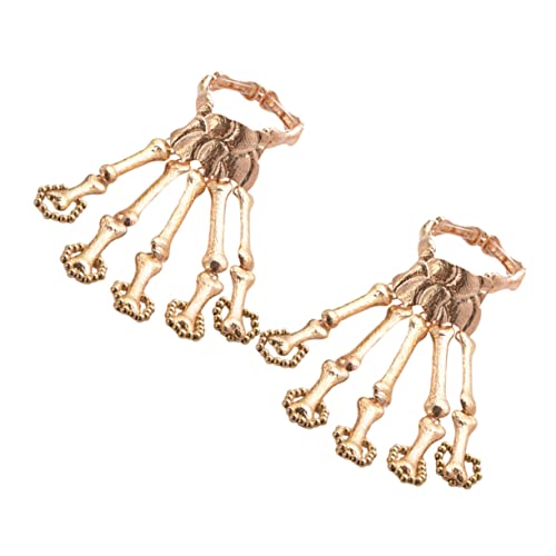 MUCKLILY 2 Stück Halloween Armband Teiliges Rosenvergoldet Skelett Design Kreatives Schmuckaccessoire Handgelenk Dekoration Für Halloween Party Cosplay Maskerade von MUCKLILY