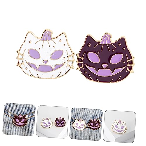 MUCKLILY 2 Stück Halloween Cartoon Broschen aus Kreative Kürbis Anstecknadeln und Weiß Halloween Deko für Kleidung Taschen Hüte und Schals Individuell und Robust von MUCKLILY