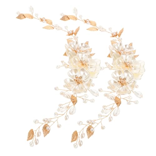 MUCKLILY 2 Stück Handgefertigtes Braut Haarband mit Perlen und Strass Goldfarbene Hochzeit Haarschmuck Leichter Bequemer Kopfschmuck für Frauen und Mädchen Vielseitig für Verschiedene von MUCKLILY