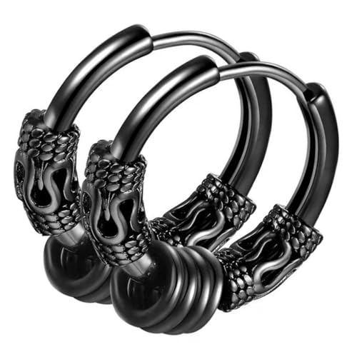 MUCKLILY 2 Stück Herren Ohrringe Dragon Totem Edelstahl Creolen Vintage Runde Ohrstecker Modisch Leicht für Alltag Party und Besondere Anlässe von MUCKLILY