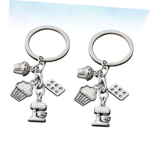 MUCKLILY 2 Stück Kreativer Küchen Schlüsselanhänger Kuchenmotiv Langlebiges Legierungs Dekor Perfektes für Geburtstage und Partys Praktische Anhänger für Tasche und Autoschlüssel von MUCKLILY