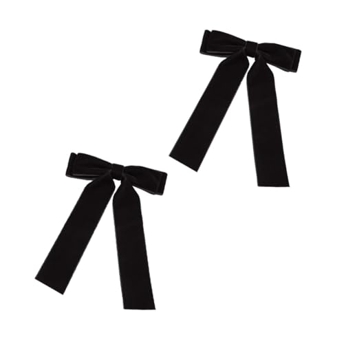 MUCKLILY 2 Stück Lange Schwarze Haarspange mit Samt schleife Stilvolle Haarklammer für Frauen und Mädchen Fester Griff für Dickes und Dünnes Haar Modisches Haarschmuck accessoire von MUCKLILY