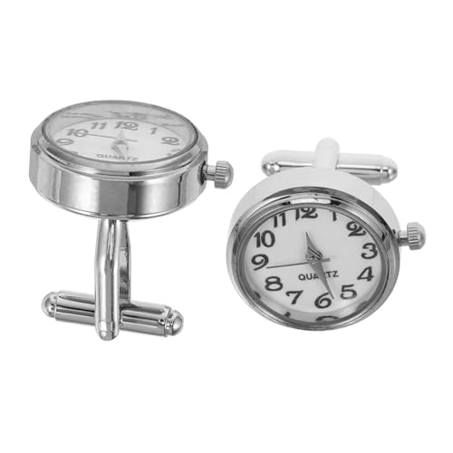 MUCKLILY 2 Stück Manschettenknöpfe Herren Edelstahl Mechanisch Kreatives Design Uhr Armband Zubehör Hemd Schmuck Geschenk für Business Hochzeit Geburtstag von MUCKLILY