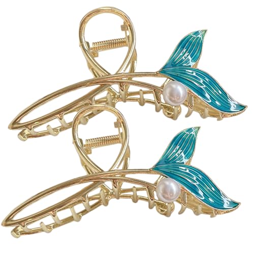 MUCKLILY 2 Stück Meerjungfrau Haarklammer Große Haarklammern für Dickes Haar Rutschfeste Haarspange für Damen Haarstyling Zubehör für Besondere Anlässe Leicht und Komfortabel von MUCKLILY