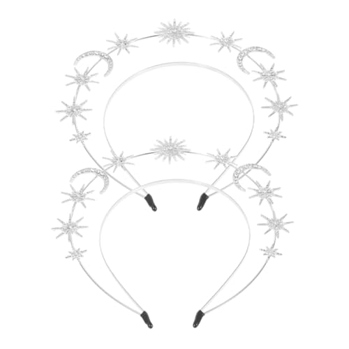 MUCKLILY 2 Stück Modischer Doppel lagen Haarreif mit Sechs zackigem Stern und Mond Elementen aus Metall Eleganter Haarschmuck für Damen für Hochzeit Party und Festival Robust und von MUCKLILY