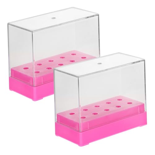 MUCKLILY 2 Stück Nagelbohrer Halter Aufbewahrungsbox Transparent Nagelfräser Organizer mit Fächern Langlebig Leicht für Nagelstudio Maniküre Heimgebrauch und Nagelkunst von MUCKLILY
