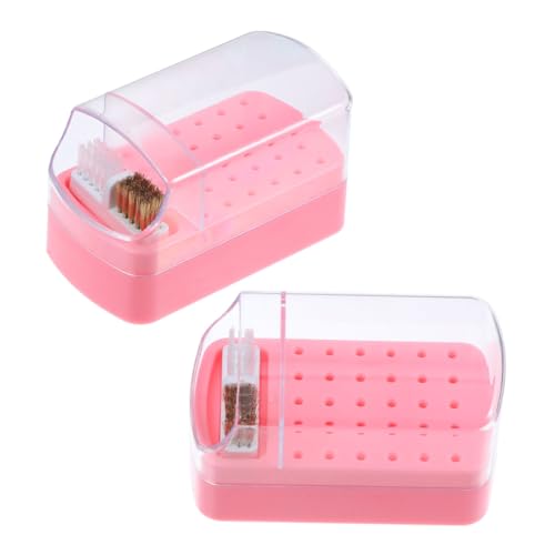 MUCKLILY 2 Stück Nail Drill Bit Organizer Staubdichte Aufbewahrungsbox mit Reinigungsbürste Nail Art Bits Halter für Maniküre Professionelle und Private Anwendung von MUCKLILY