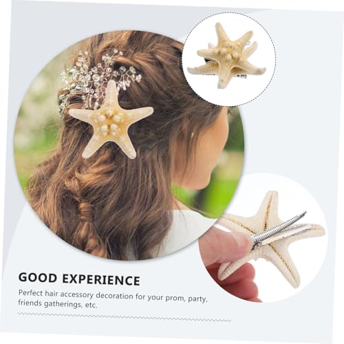 MUCKLILY 2 Stück Natürliche Seestern Haarspangen Handgefertigt Dekorativer Haarschmuck für Frauen Mädchen Strand-accessoires mit Fünfzackigem Stern-design Zufällige Farbe von MUCKLILY