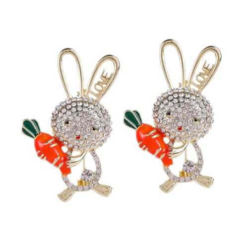 MUCKLILY 2 Stück Niedliche Tier Brosche für Frauen Kristall Hase Anstecker Revers Pins für Weihnachten Ostern Geburtstagsfeiern Vielseitige Kleidung Dekoration von MUCKLILY