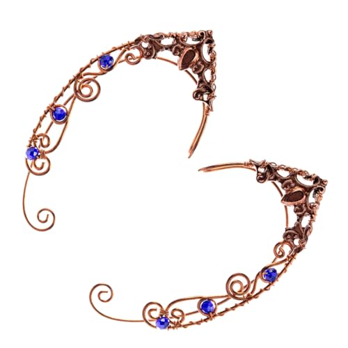 MUCKLILY 2 Stück Ohrclips Ohrlöcher mit Blauen Strasssteinen Kreative Ohrknochen Bügel aus Hochwertigem Material Modischer Schmuck für Damen als zu Besonderen Anlässen von MUCKLILY