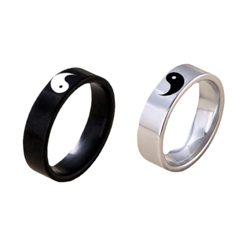 MUCKLILY 2 Stück Partner Ringe Tai Chi Symbol Schmuck Verstellbar Verlobungsring Geschenk für Freund Freundin von MUCKLILY